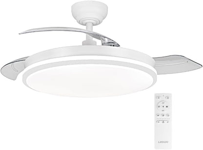 Tech Fan with LED Light and Remote Control – Silent DC Motor, Retractable Blades and 6 Speeds view 4