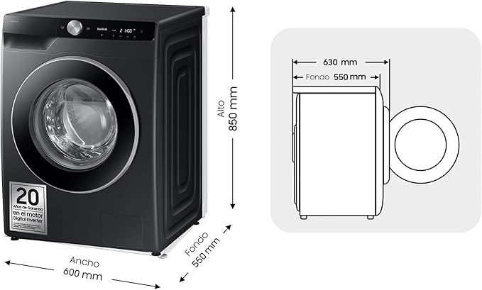 9K Washer - AI EcoBubble™ Technology with SmartThings and Artificial Intelligence view 3