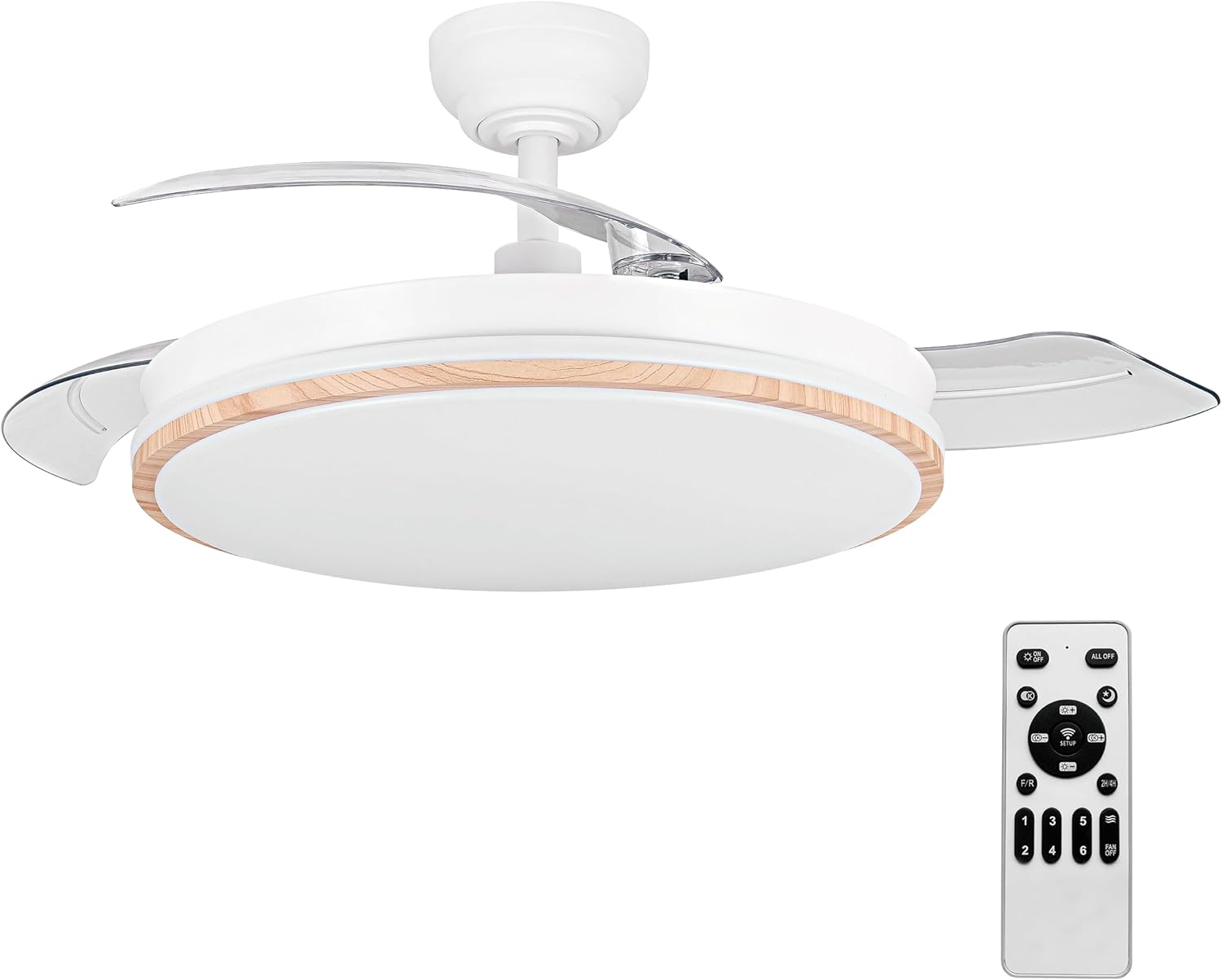 Tech Fan with LED Light and Remote Control – Silent DC Motor, Retractable Blades and 6 Speeds view 2