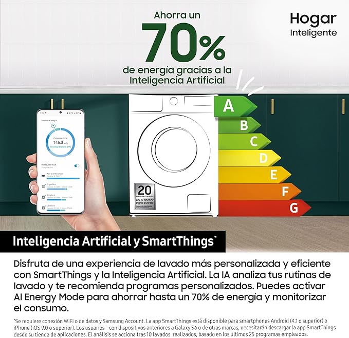 9K Washer - AI EcoBubble™ Technology with SmartThings and Artificial Intelligence view 5