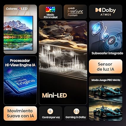 2025 Hisense 55E8Q Mini LED Smart TV, Quantum Dot, 144 Hz, Built-in Subwoofer, Dolby Vision view 3